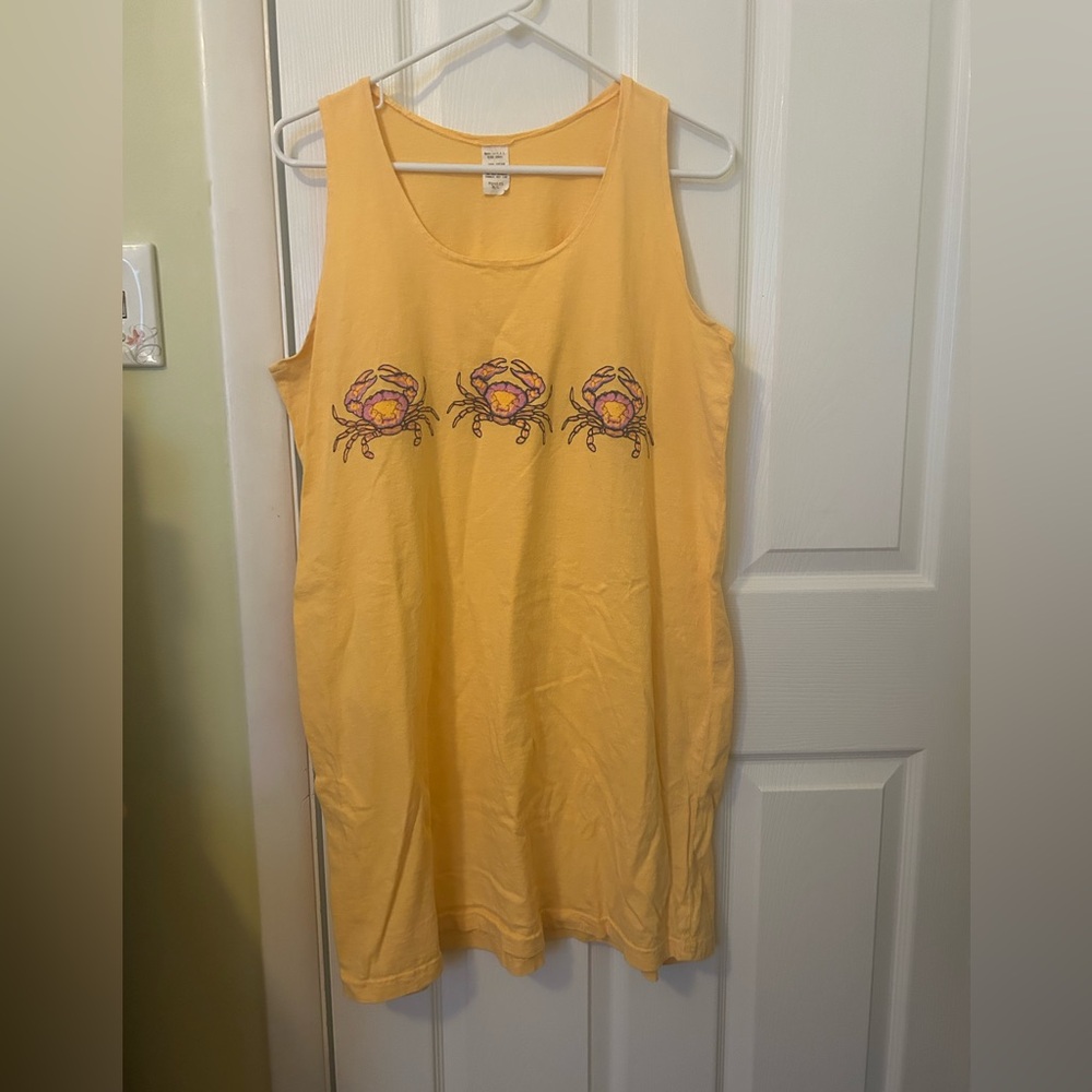 Vintage Light Orange Graphic Crab Swim Cover Up